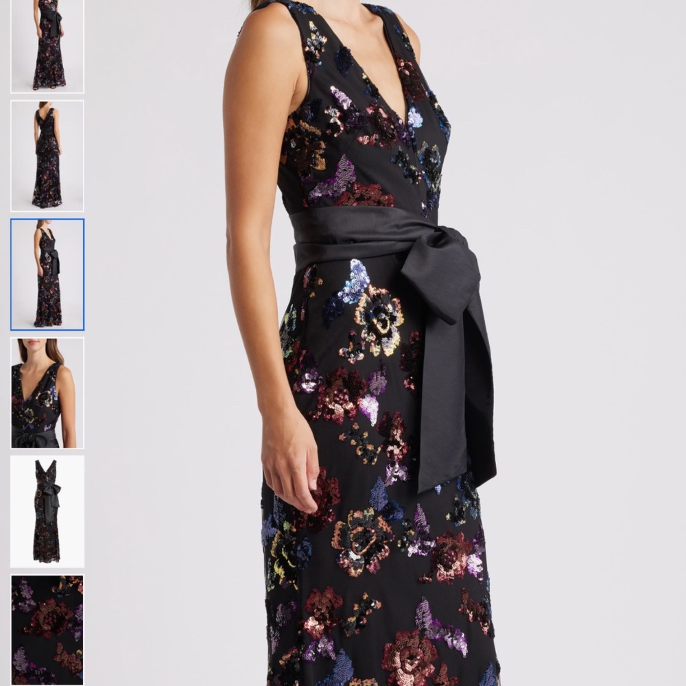 Eliza J Sequin Satin Bow Mermaid Gown 18 (similar to 14W) - Picture 3 of 16
